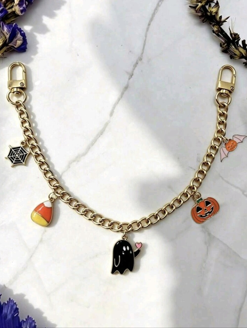 Ghost Halloween Charms Purse Necklace NEW
